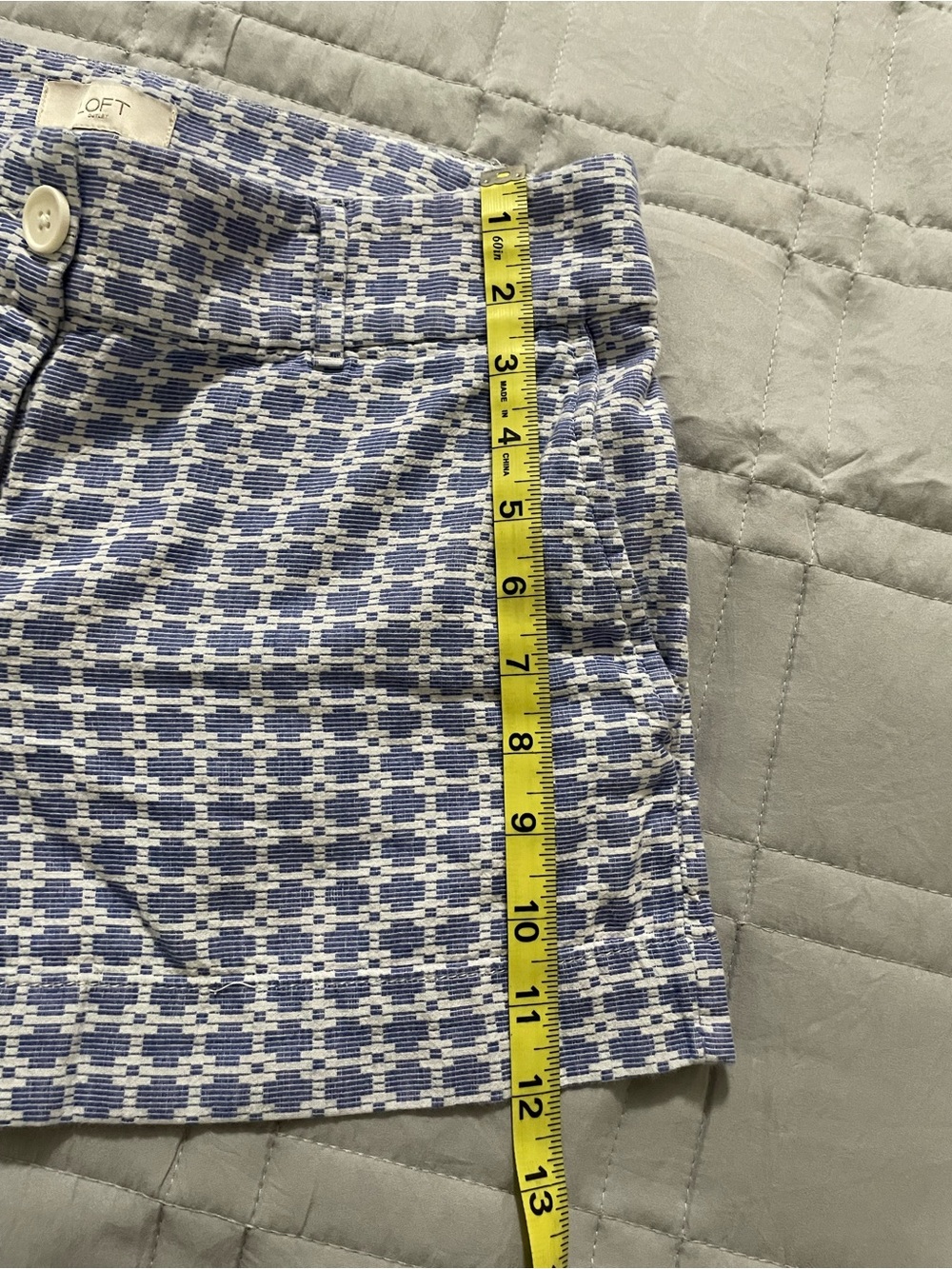 LOFT Blue & White Geometric High-Waist Shorts - Picture 4 of 5